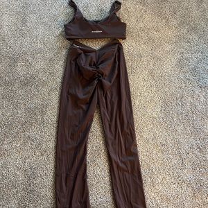 🍑BRAND NEW NEVER WORN Pcheebum split flare pant set brown XL RUNS SMALL🍑